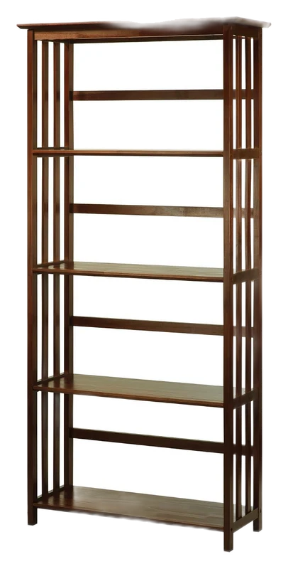 Casual Home Mission Style 5-Shelf Bookcase in Walnut
