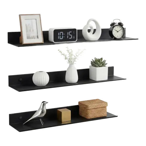 Z metnal 16-, 20-, and 24-Inch Aluminum Floating Shelves — Matte Black