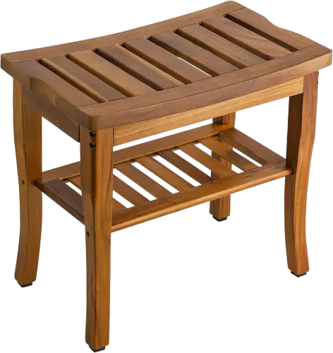 VaeFae Teak Shower Bench with Storage Shelf