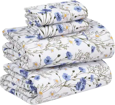 RUVANTI 100% Cotton Percale Sheets, Queen