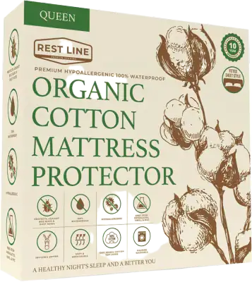 Rest Line Organic Cotton Waterproof Mattress Protector — Queen
