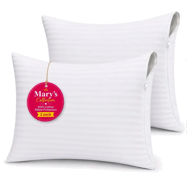 Mary's Collection Cotton Sateen Pillow Protectors, Standard, 2-Pack