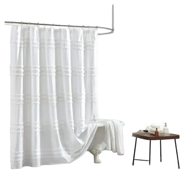DKNY Cotton Chenille-Stripe Shower Curtain — White, 72 x 72 in