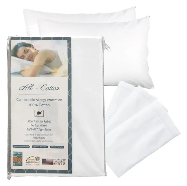 National Allergy Cotton Pillow Protectors, Standard, 2-Pack