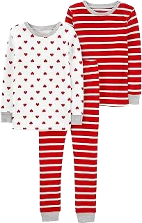 Simple Joys Cotton Pajamas — Stripe/Hearts, 3-Piece, Size 8