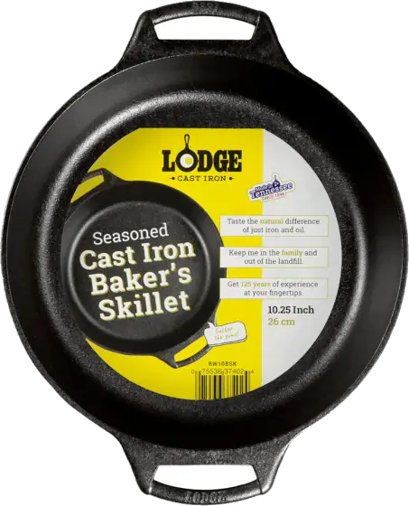 Lodge Pre-Seasoned Cast Iron Baker's Skillet, 10.25 Inches