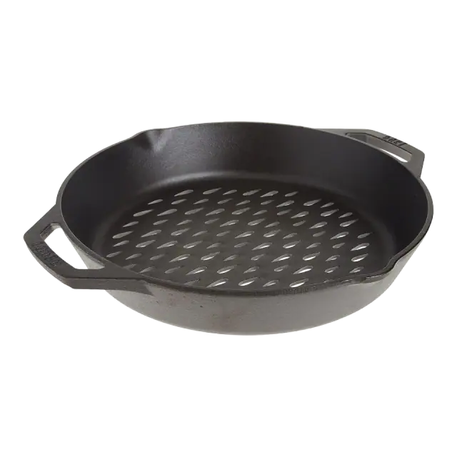 Lodge Pre-Seasoned Cast-Iron Round Grilling Basket, 12 Inch