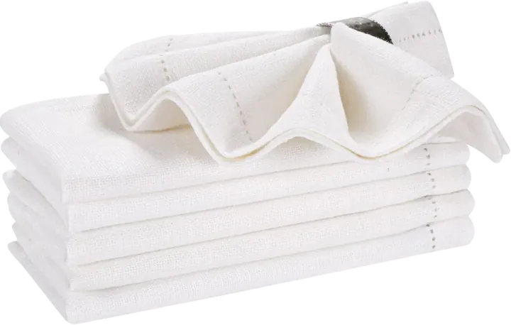 100% Cotton White Dinner Napkins, Set of 6