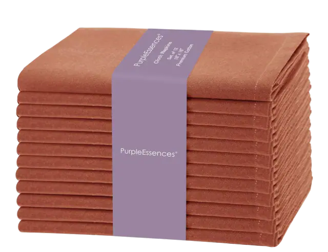 Rust Set of 12 Cloth Dinner Napkins 100% Cotton 18x18