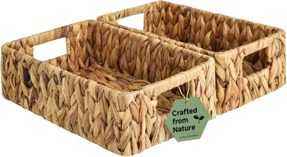 StorageWorks Small Water-Hyacinth Baskets, 2-Pack