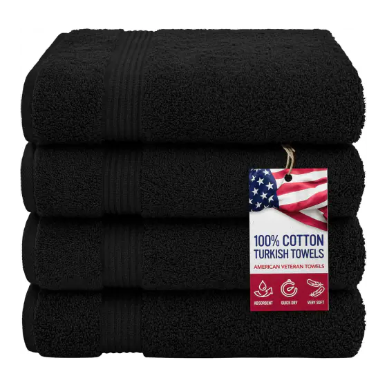 American Veteran Towel, 100% Cotton Turkish Bath Towels