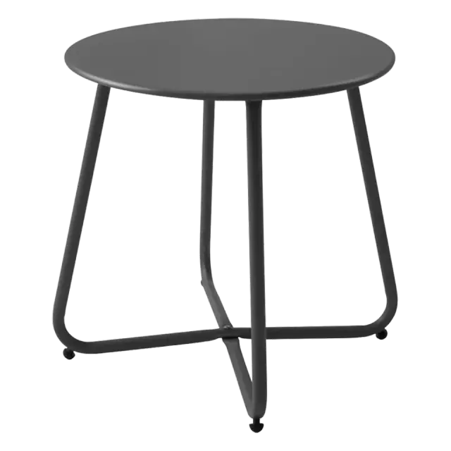 Meluvici Small Round Metal Outdoor Side Table — Black
