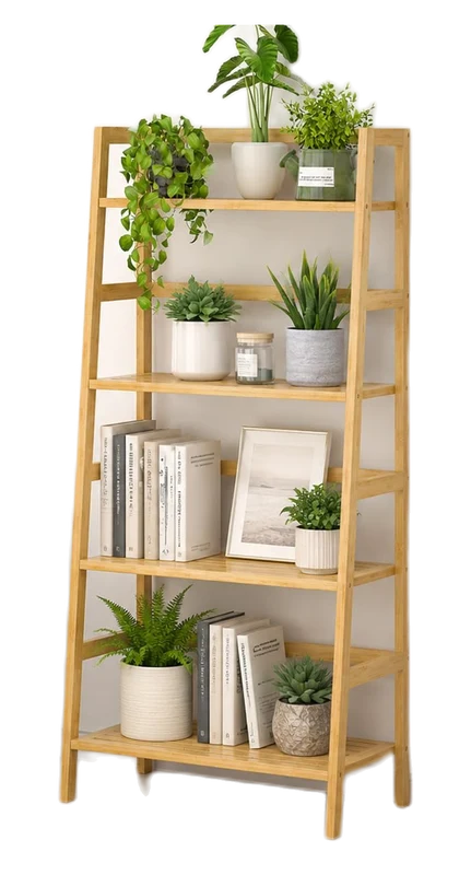 Homykic Bamboo Ladder Bookshelf