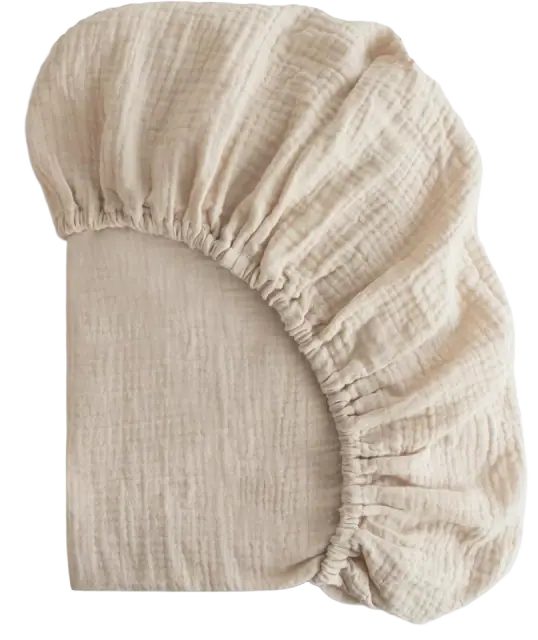 mushie Muslin Fitted Mini Crib Sheet