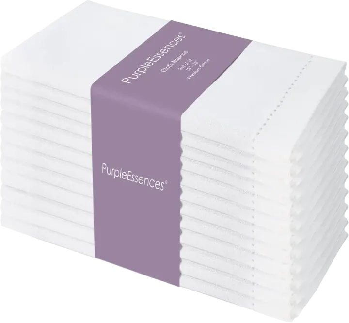 Hemstitch 100% Cotton Dinner Napkins (Set of 12)