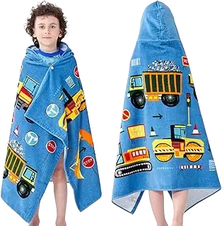 Bavilk Cotton Hooded Kids Towel, Blue Car