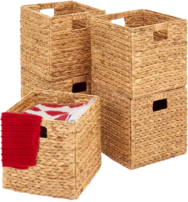 Best Choice Products Water-Hyacinth Cube Baskets, 10.5-Inch, 5-Pack