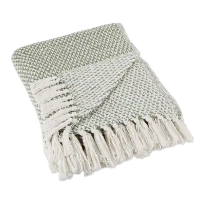 DII 50 x 60-Inch Cotton Basketweave Throw — Artichoke Green