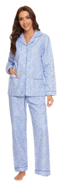 GLOBAL Women's 100% Cotton Flannel Pajama Set
