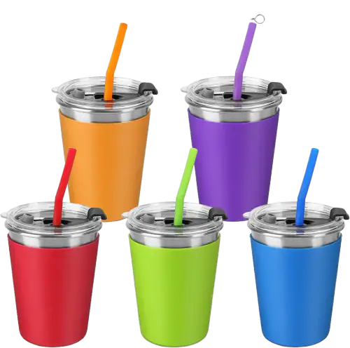 ShineMe Stainless Steel Kids Cup with Silicone Straw