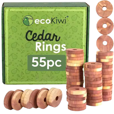 Cedar Blocks for Clothes Storage - 55 Pack Cedar Rings