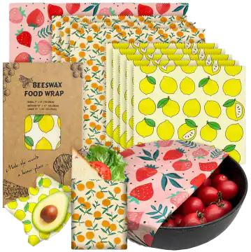 Reusable Beeswax Food Wraps, Organic (9-Pack)