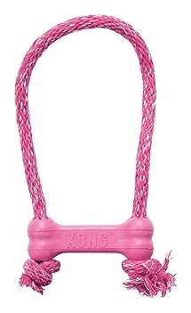 KONG Puppy Goodie Bone with Cotton Rope, XS, Pink