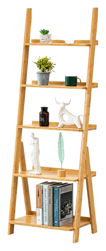 Maydear Bamboo Leaning Ladder Bookcase