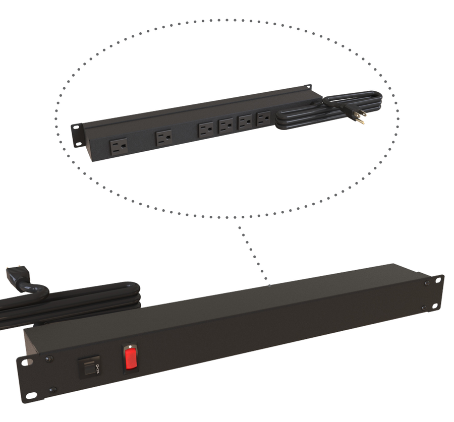 Hammond 1583H6A1BK 6-Outlet Rear-Facing Rack Power Strip