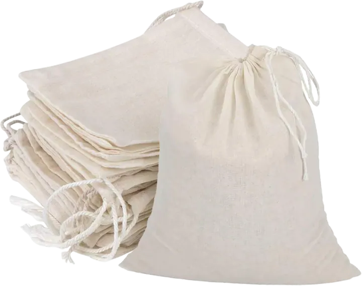 Natural Unbleached Cotton Muslin Drawstring Bags