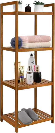 Utoplike 4-Tier Teak Bathroom Organizer Stand