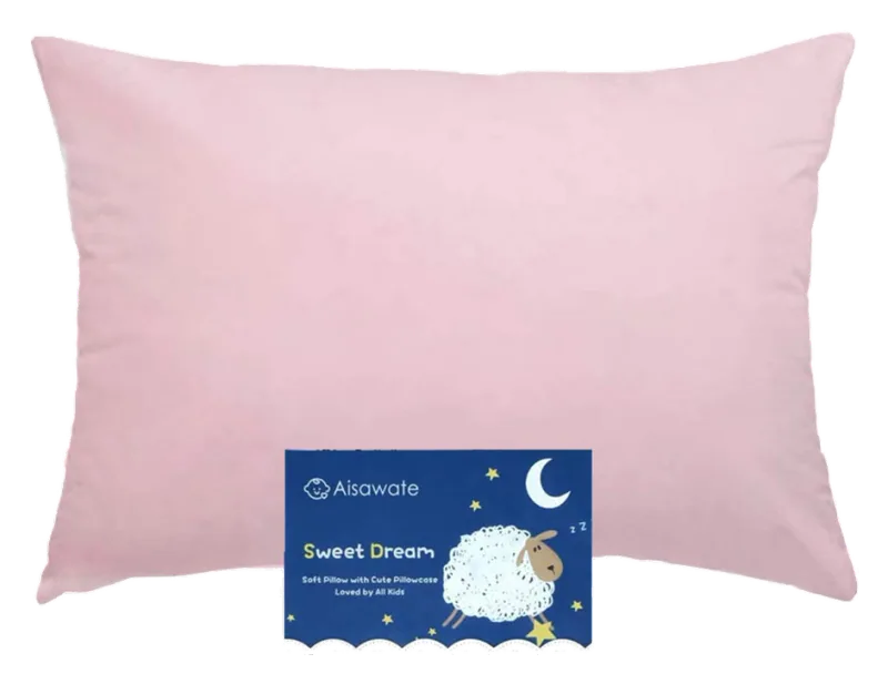 Aisawate Cotton Toddler Pillow and Case — Pink, 13 × 18