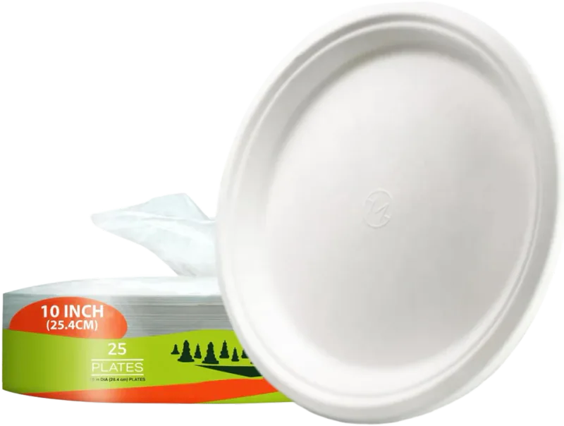 Paper Plates, 100% Compostable-[10 Inch by 0.5" deep]