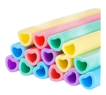 Tomorotec Heart-Shaped Silicone Straws — Light Macaron, 15 Pack