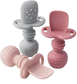 SAMiGO Silicone Baby Spoons, Self-Feeding 6+ Months
