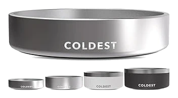 Coldest Insulated Stainless Steel Pet Bowl, 21 oz, Polished Steel