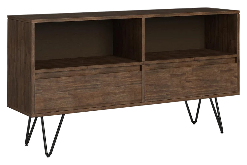 Simpli Home Chase Solid Acacia Wood and Metal Low Bookcase