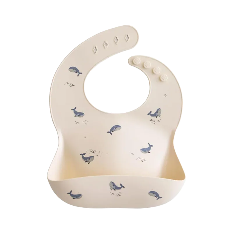 mushie Silicone Baby Bib with Catch Pocket