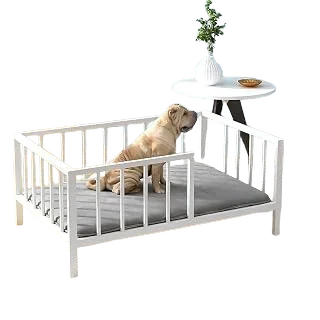 OSCHF Elevated Metal and Wood Dog Bed — White