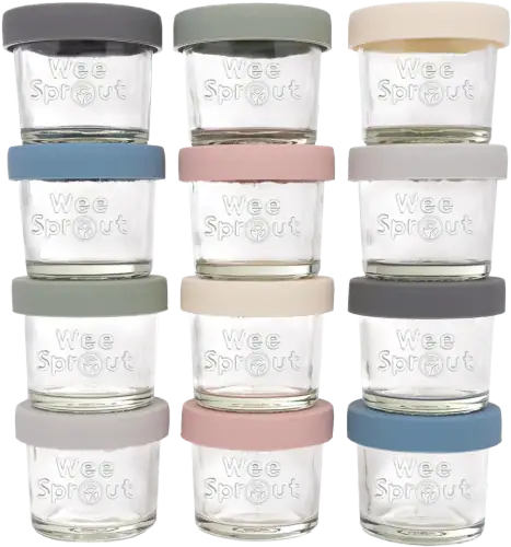 WeeSprout Glass Baby Food Storage Jars with Silicone Lids