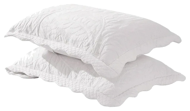 MarCielo Cotton Quilted Standard Shams, White, 2-Pack