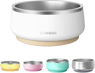 Pawaii Double-Wall 304 Stainless Steel Pet Bowl, 34 oz