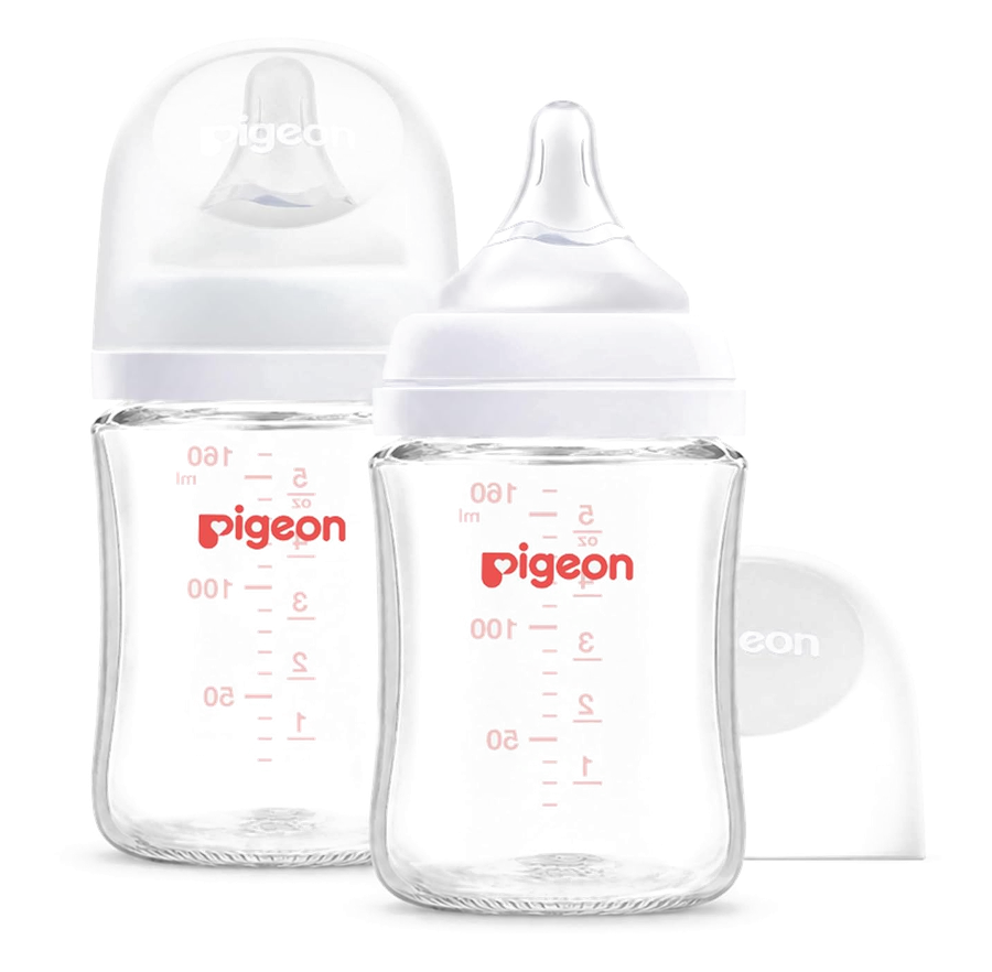 Pigeon Wide-Neck Glass Baby Bottles, 5.4 oz, 2-Pack