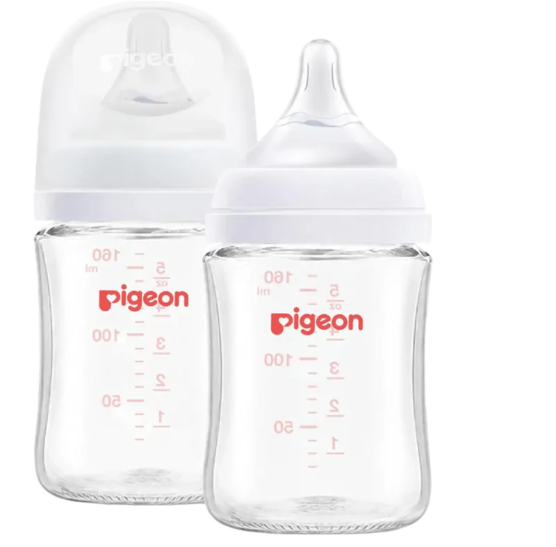 Pigeon Wide-Neck Glass Baby Bottle, Anti-Colic