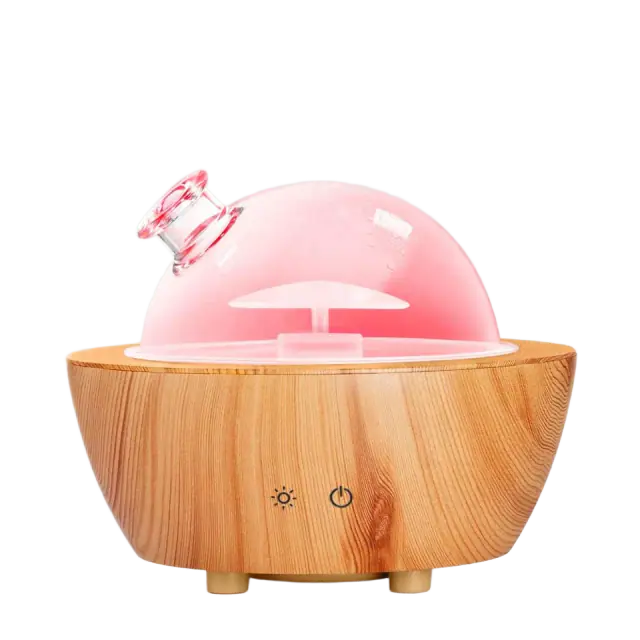 Glass Diffuser with Wood-Grain Base, 280ml
