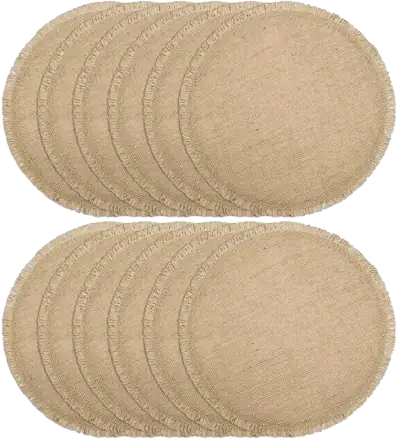 FunWheat Natural Jute Braided Placemats (Set of 12)
