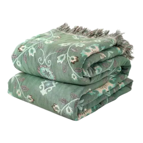 LUTBM Cotton Floral Jacquard Throw Blanket