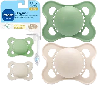 MAM Original Matte Baby Pacifier 0-6 Mths, Natural Latex Nipple, 2 Pk