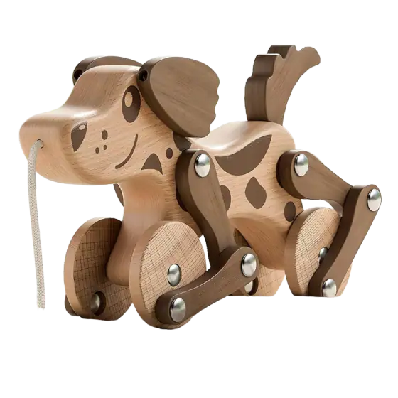 LKyoxs Wooden Walking Pull Dog, MT5022