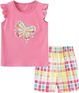 Bumeex Cotton Top and Shorts — Raspberry Butterfly, 2T